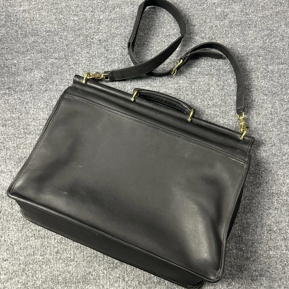 Coach Briefcase Bag Mens Large Black Leather Turn Lock Document Case Z4C-5266